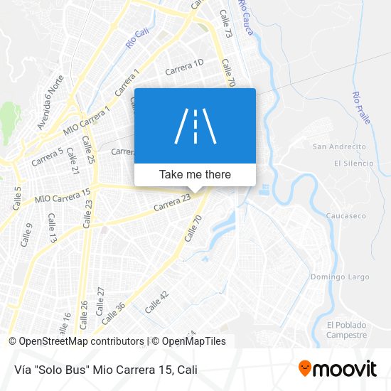 Vía "Solo Bus" Mio Carrera 15 map