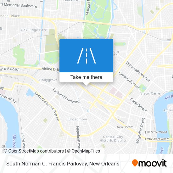 South Norman C. Francis Parkway map