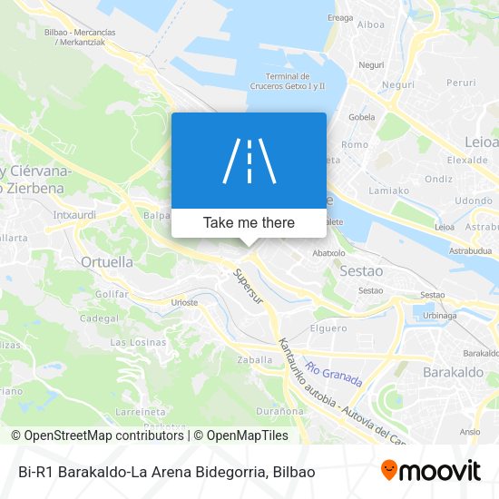 Bi-R1 Barakaldo-La Arena Bidegorria map