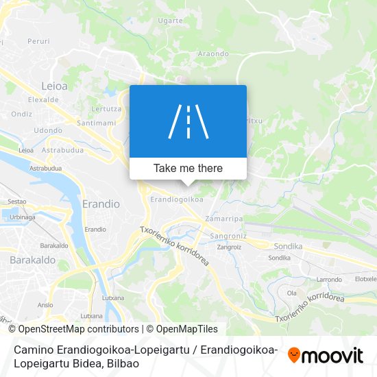 Camino Erandiogoikoa-Lopeigartu / Erandiogoikoa-Lopeigartu Bidea map