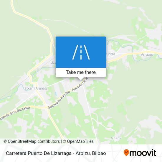 Carretera Puerto De Lizarraga - Arbizu map