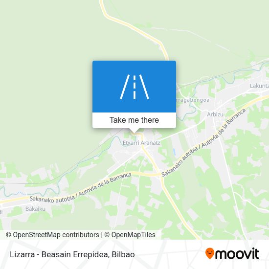 Lizarra - Beasain Errepidea map