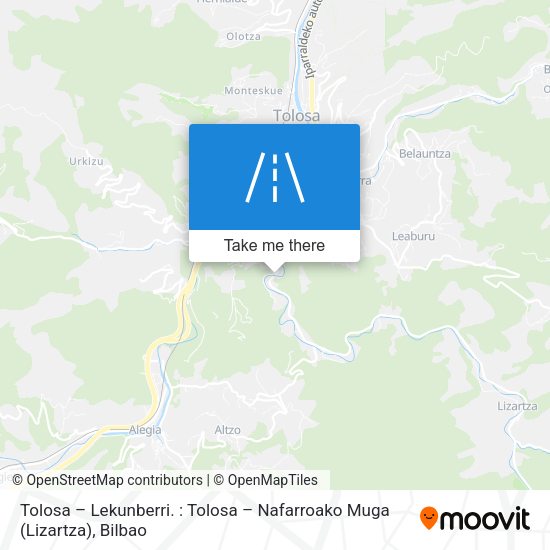 Tolosa – Lekunberri. : Tolosa – Nafarroako Muga (Lizartza) map