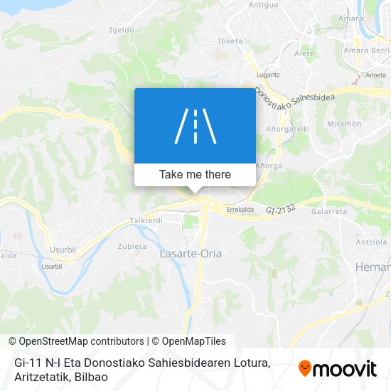 Gi-11 N-I Eta Donostiako Sahiesbidearen Lotura, Aritzetatik map