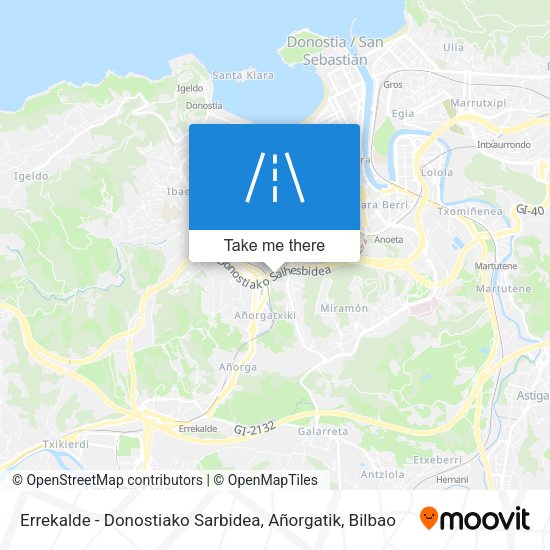 Errekalde - Donostiako Sarbidea, Añorgatik map