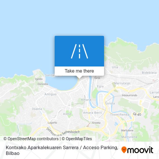 Kontxako Aparkalekuaren Sarrera / Acceso Parking map
