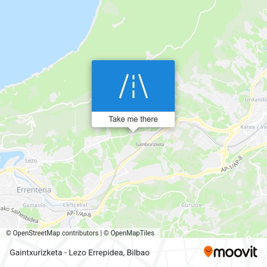 Gaintxurizketa - Lezo Errepidea map