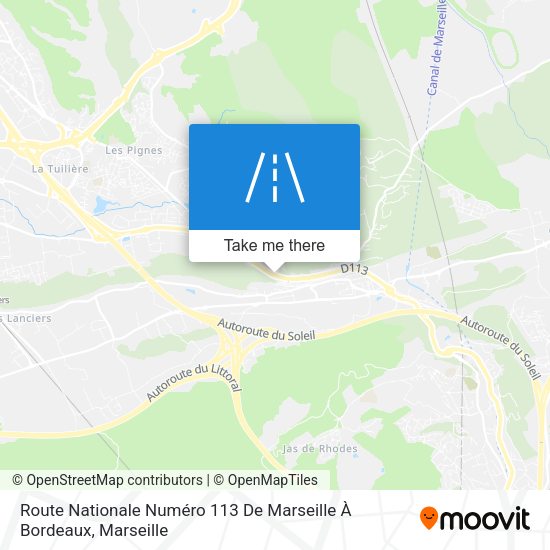 Route Nationale Numéro 113 De Marseille À Bordeaux map