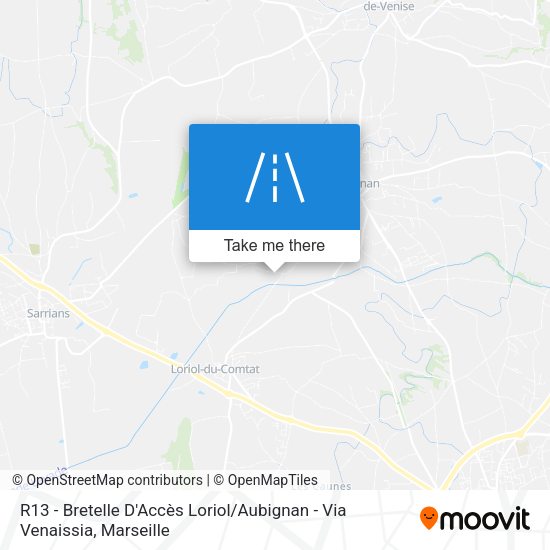R13 - Bretelle D'Accès Loriol / Aubignan - Via Venaissia map