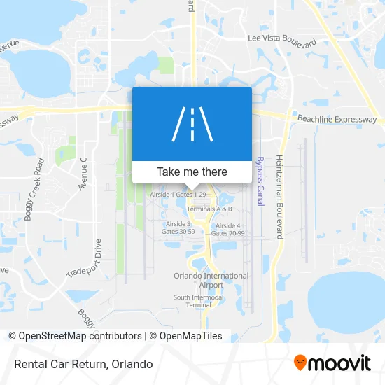 Rental Car Return map