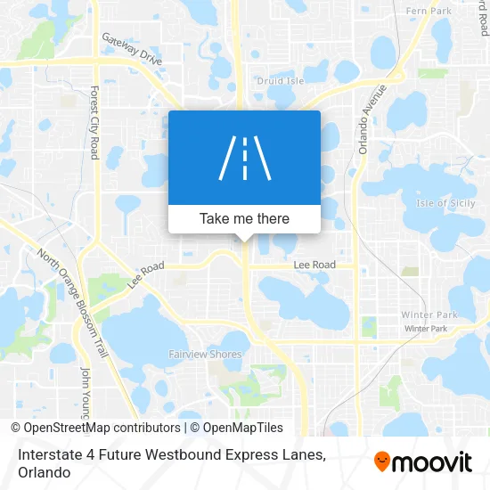 Mapa de Interstate 4 Future Westbound Express Lanes