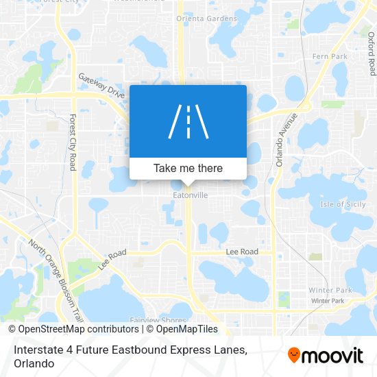 Mapa de Interstate 4 Future Eastbound Express Lanes