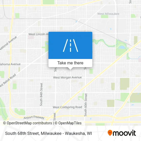 South 68th Street map