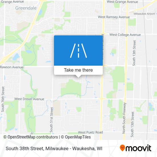 South 38th Street map