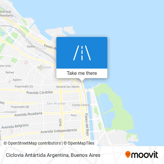 Ciclovía Antártida Argentina map