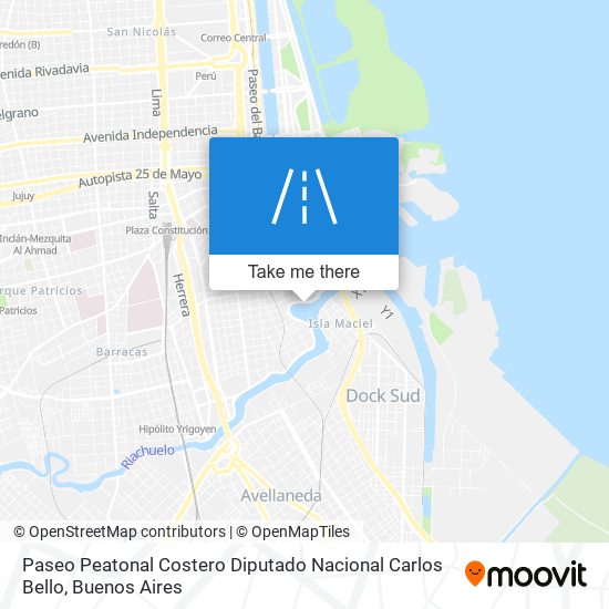 Mapa de Paseo Peatonal Costero Diputado Nacional Carlos Bello