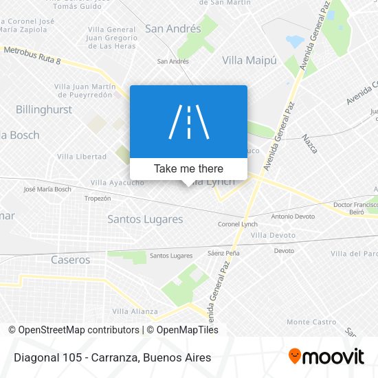 Mapa de Diagonal 105 - Carranza