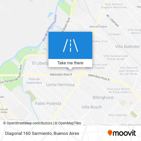 Diagonal 160 Sarmiento map