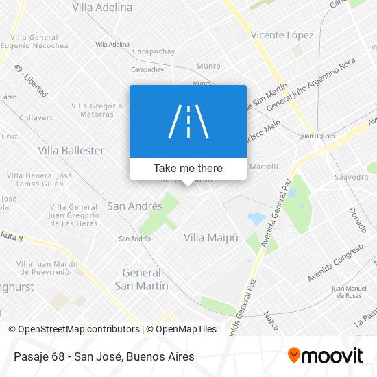 Mapa de Pasaje 68 - San José