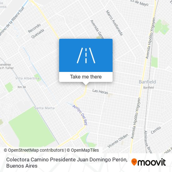 Colectora Camino Presidente Juan Domingo Perón map