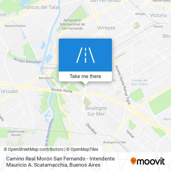 Mapa de Camino Real Morón San Fernando - Intendente Mauricio A. Scatamacchia