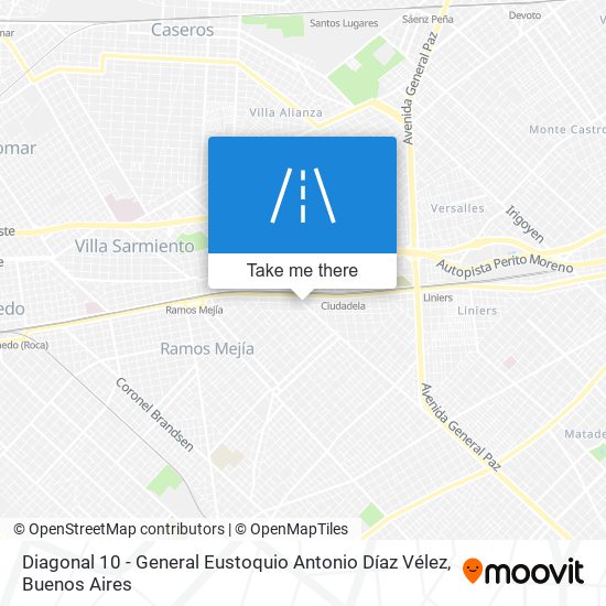 Mapa de Diagonal 10 - General Eustoquio Antonio Díaz Vélez