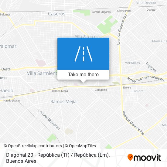 Mapa de Diagonal 20 - República (Tf) / República (Lm)