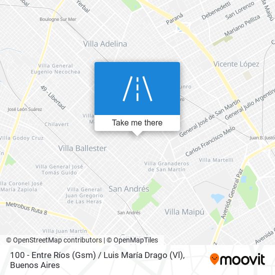 100 - Entre Ríos (Gsm) / Luis María Drago (Vl) map