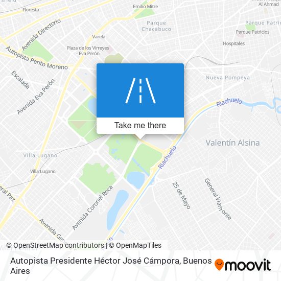 Mapa de Autopista Presidente Héctor José Cámpora