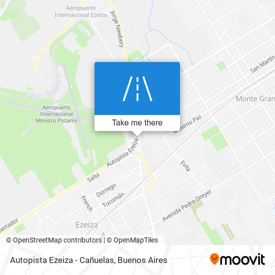 Autopista Ezeiza - Cañuelas map