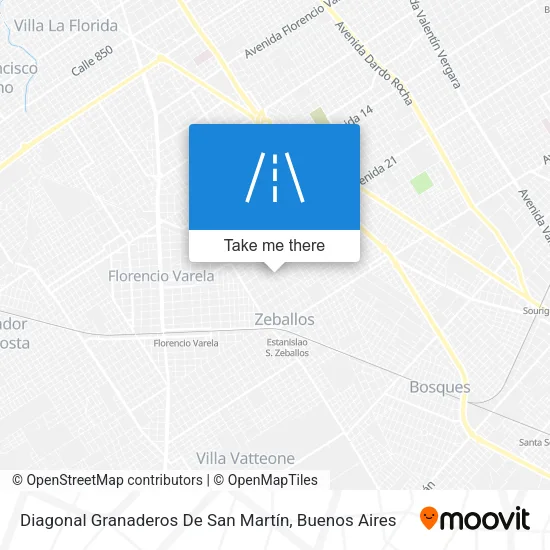 Diagonal Granaderos De San Martín map