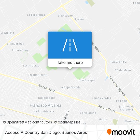 Acceso A Country San Diego map