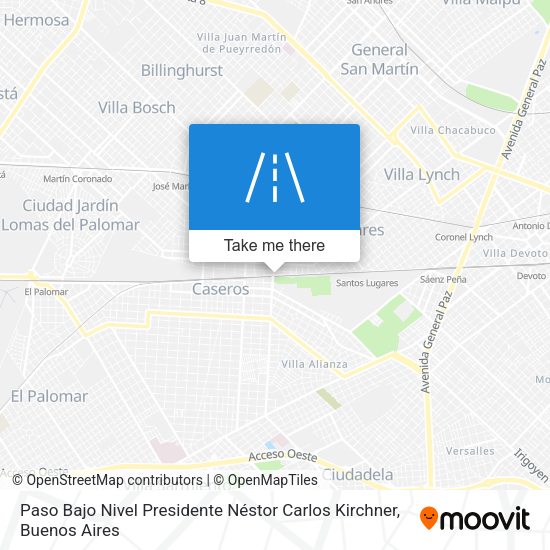 Paso Bajo Nivel Presidente Néstor Carlos Kirchner map