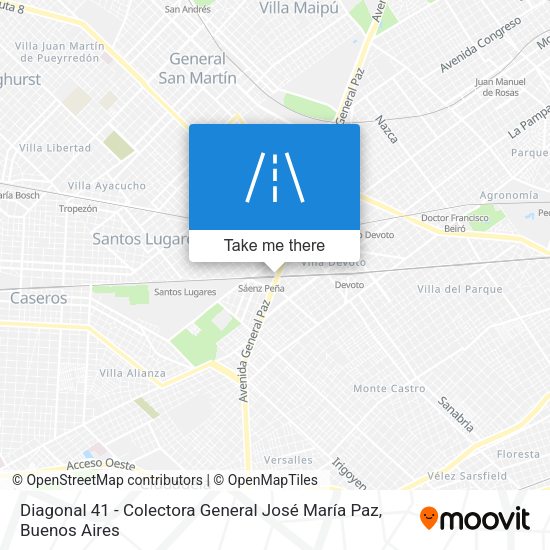 Diagonal 41 - Colectora General José María Paz map