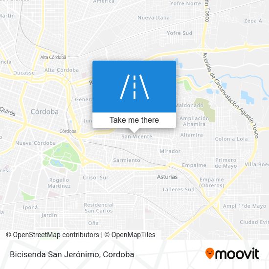 Bicisenda San  Jerónimo map