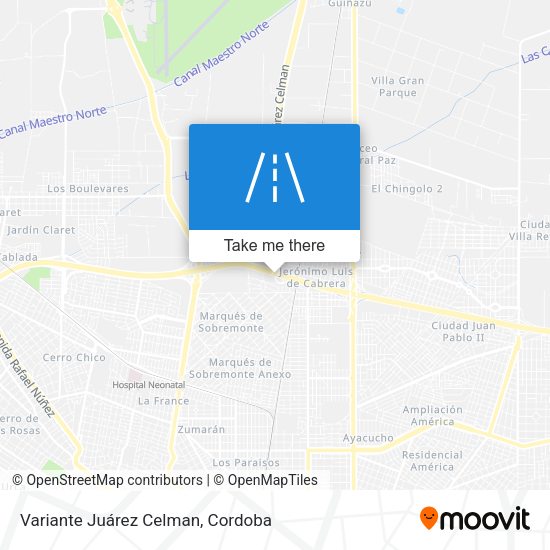Mapa de Variante Juárez Celman