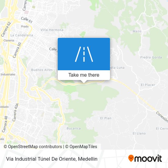 Mapa de Vía Industrial Túnel De Oriente