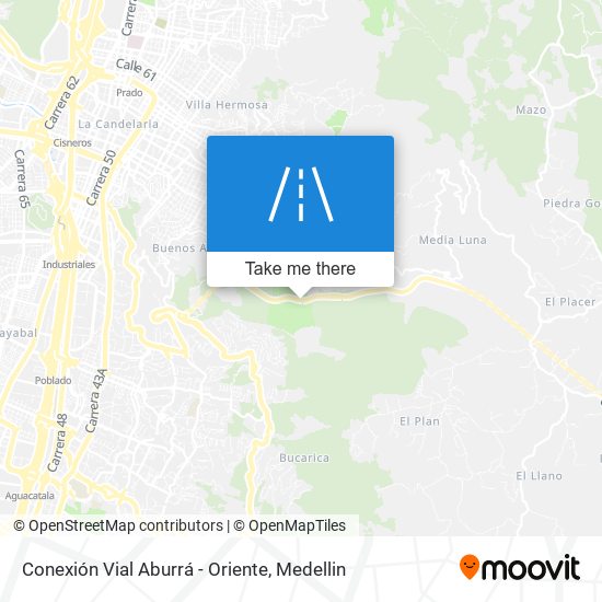 Mapa de Conexión Vial Aburrá - Oriente