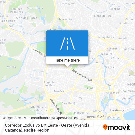 Mapa Corredor Exclusivo Brt Leste - Oeste (Avenida Caxangá)