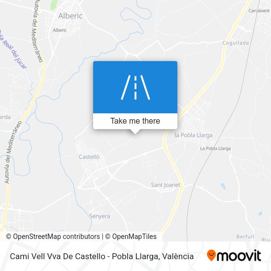Cami Vell Vva De Castello - Pobla Llarga map
