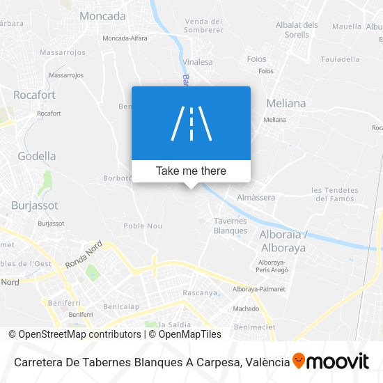 Carretera De Tabernes Blanques A Carpesa map