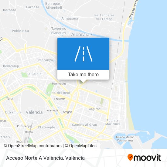 Acceso Norte A València map