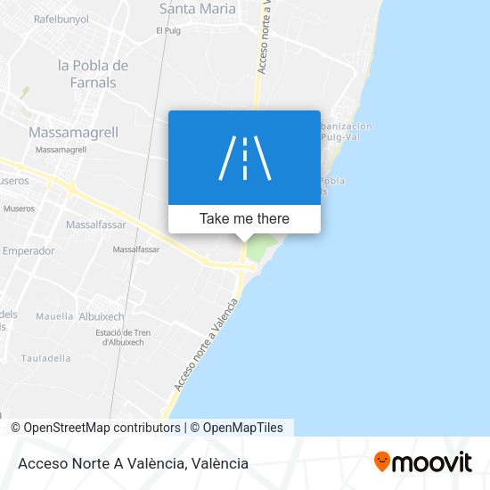 Acceso Norte A València map