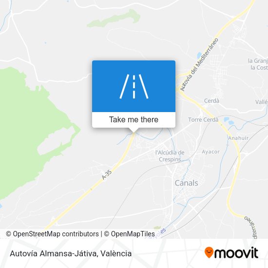 Autovía Almansa-Játiva map
