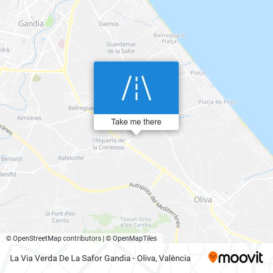 mapa La Via Verda De La Safor Gandia - Oliva