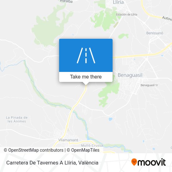Carretera De Tavernes A Llíria map