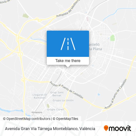 Avenida Gran Vía Tárrega Monteblanco map