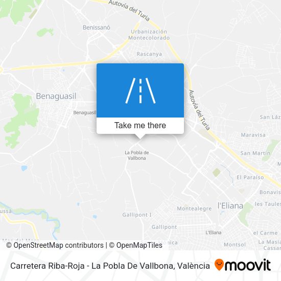 Carretera Riba-Roja - La Pobla De Vallbona map
