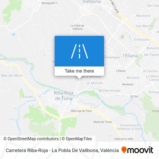 Carretera Riba-Roja - La Pobla De Vallbona map