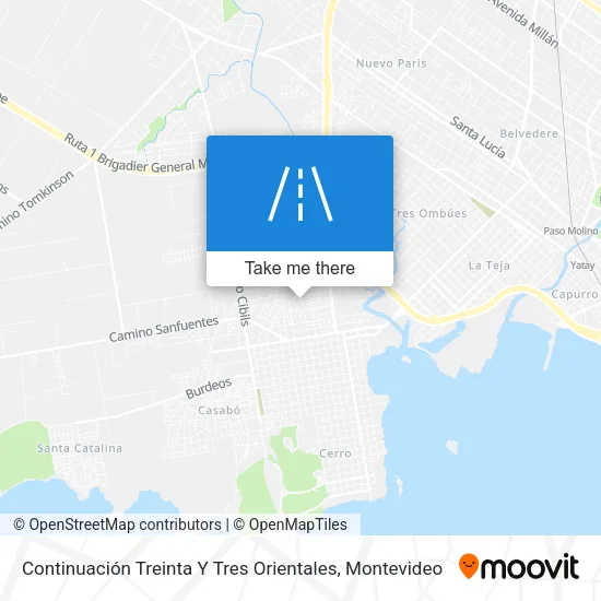 Continuación Treinta Y Tres Orientales map
